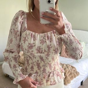 Revolve Cistar smocked floral long sleeved top